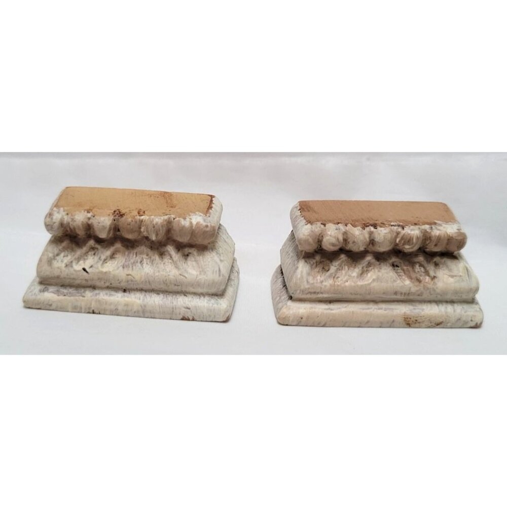 Lot of 2 Vintage Miniature Dollhouse Decorative Wooden Bookends